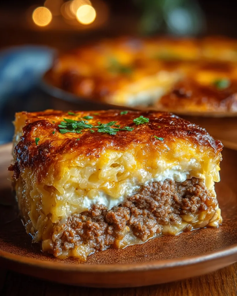 Runza casserole slice with extra creamy cheese and beef filling