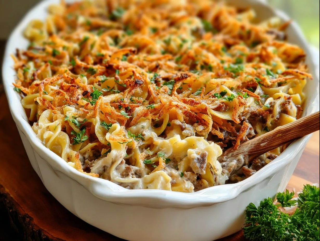 Easy French Onion Casserole – Creamy Beef & Noodles