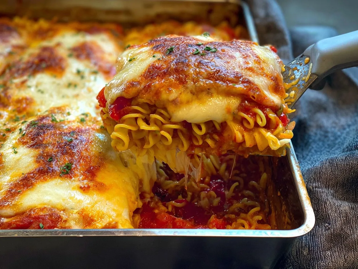 Easy Ramen Lasagna Recipe (4 Ingredients, So Cheesy!)