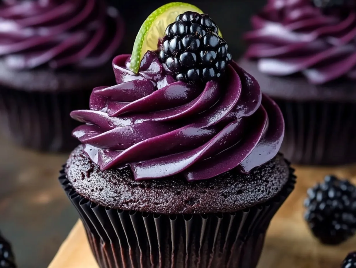 Dark Chocolate Blackberry Cupcakes