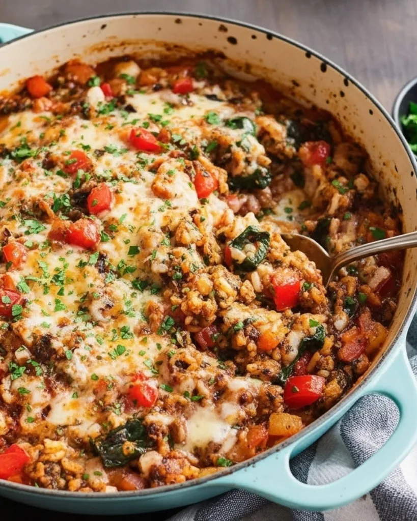 cheesy stuffed pepper casserole final dish