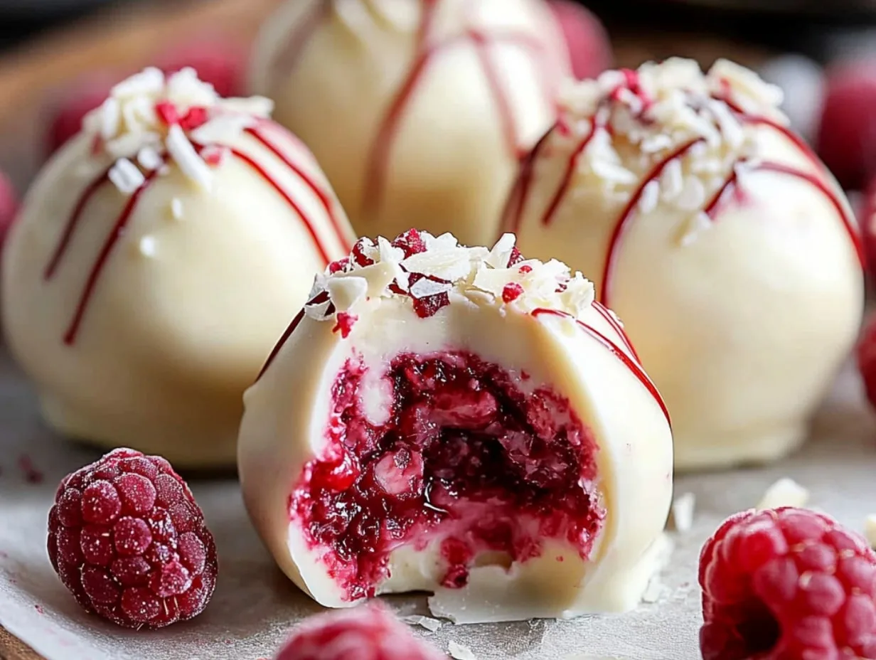 White Chocolate Raspberry Cheesecake Balls