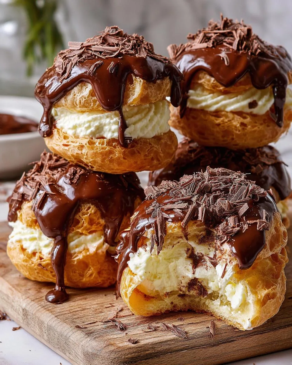 Chocolate Cream Puff Stacks - detail 1