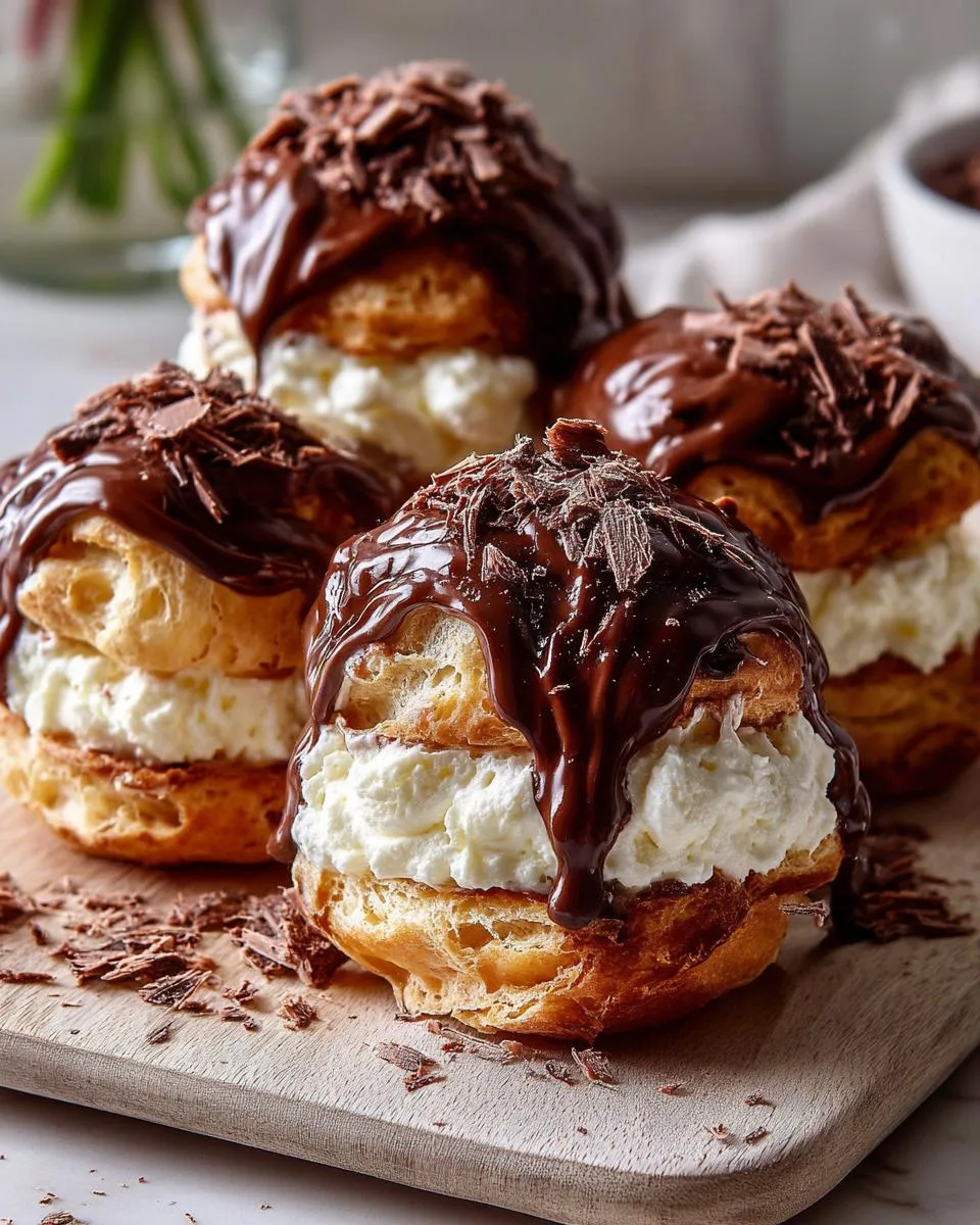 Chocolate Cream Puff Stacks - detail 2