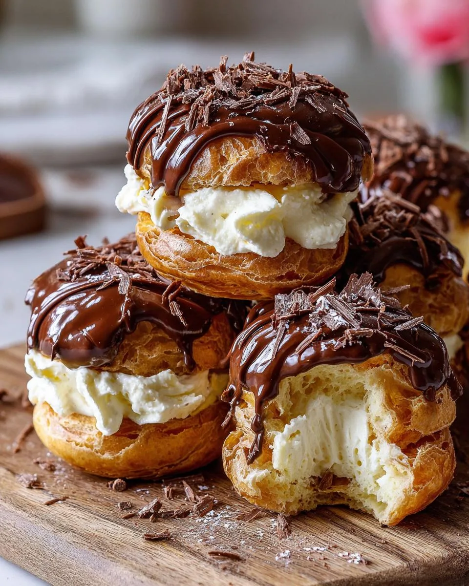 Chocolate Cream Puff Stacks - detail 3
