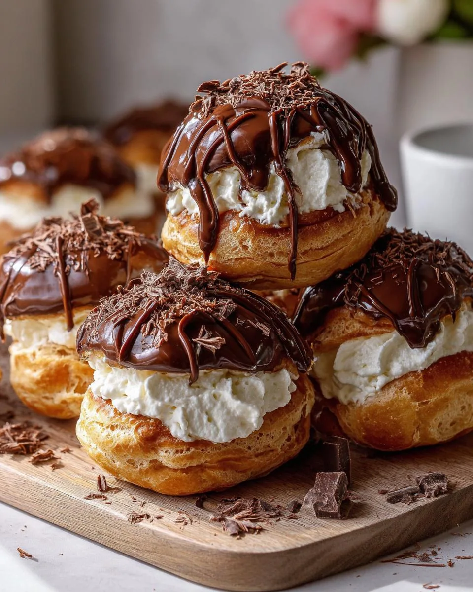 Chocolate Cream Puff Stacks - detail 5