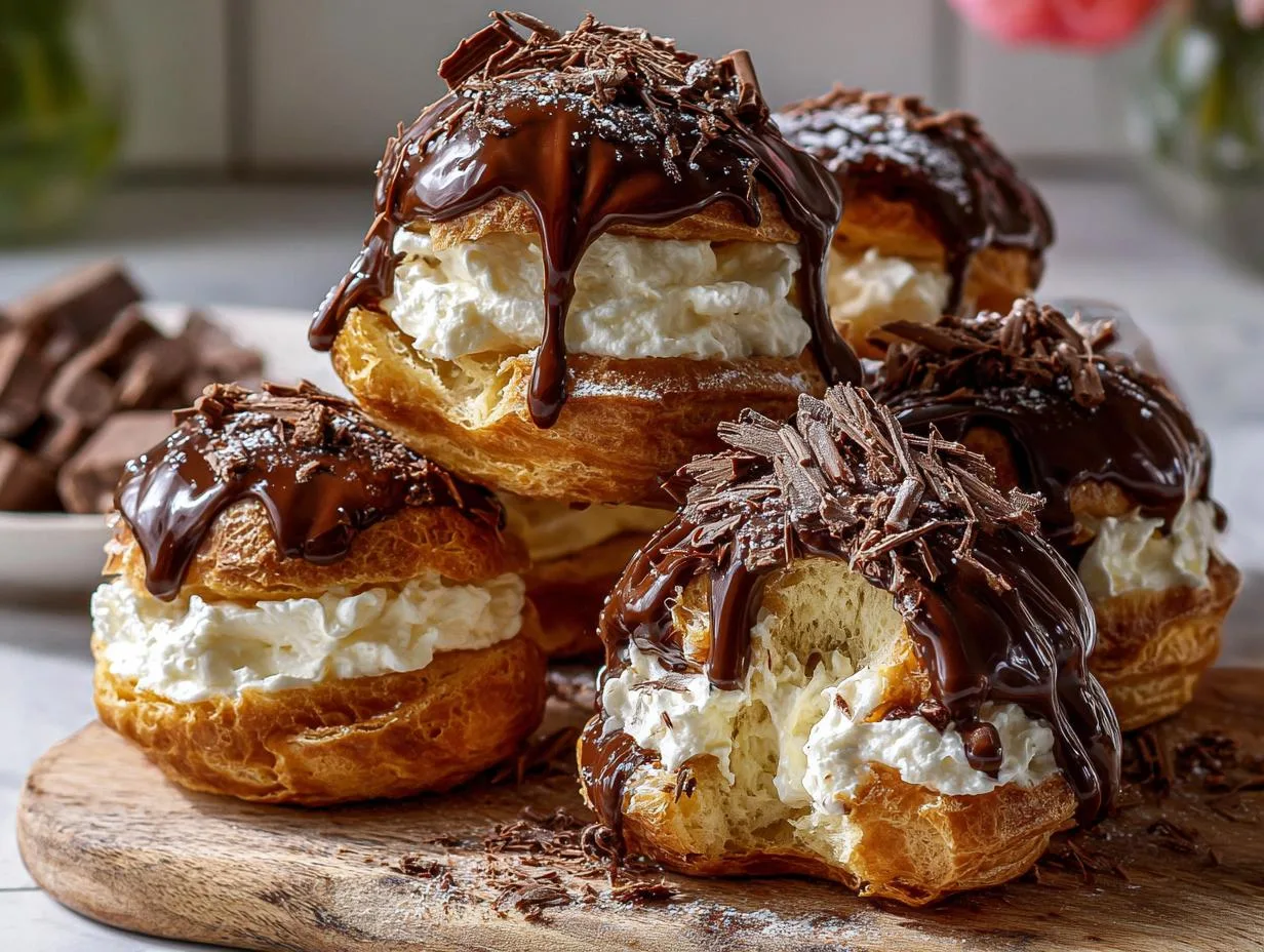 Chocolate Cream Puff Stacks