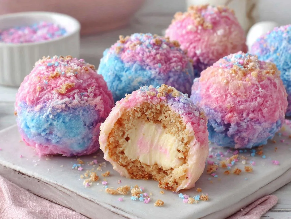 Cotton Candy Cheesecake Bombs